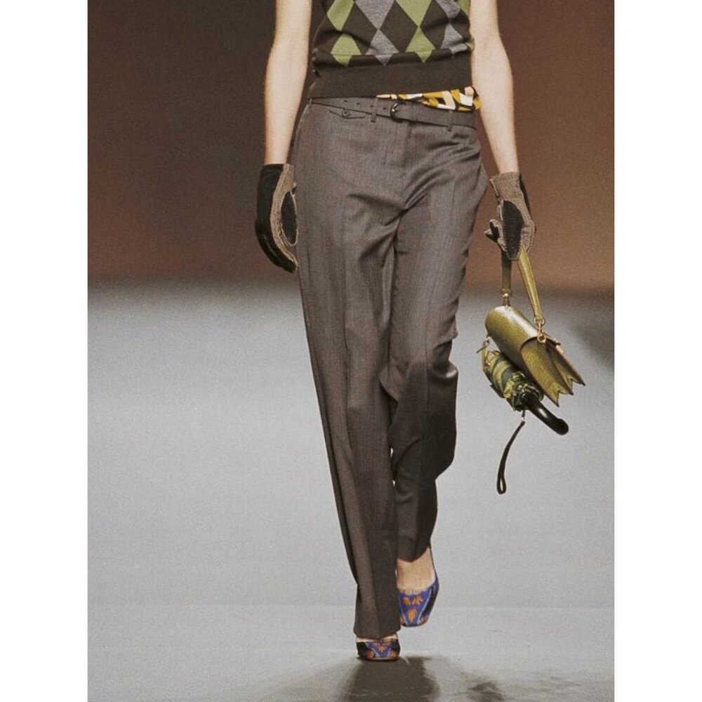 Prada Gray Wool FW2003 Pants w/ Belt Size 46 Italy - Picture 3 of 16